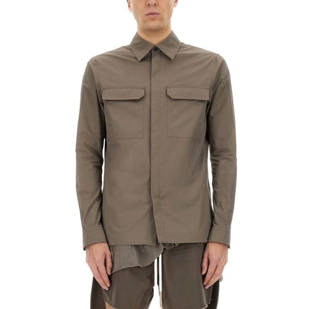 RICK OWENS Long Sleeve Cotton Poplin Shirt Men GREY Shirts
